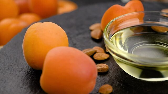 Apricot Kernel Oil on a rotating plate (seamless loopable)