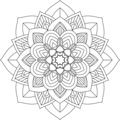 Easy Mandala coloring book simple and basic for beginners, seniors and children. Set of Mehndi flower pattern for Henna drawing and tattoo. Decoration in ethnic oriental, Indian style.