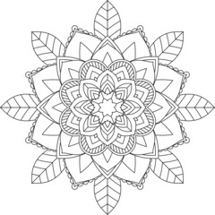Easy Mandala coloring book simple and basic for beginners, seniors and children. Set of Mehndi flower pattern for Henna drawing and tattoo. Decoration in ethnic oriental, Indian style.