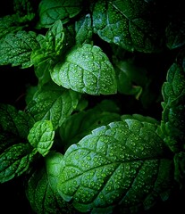 green leaf with water drops