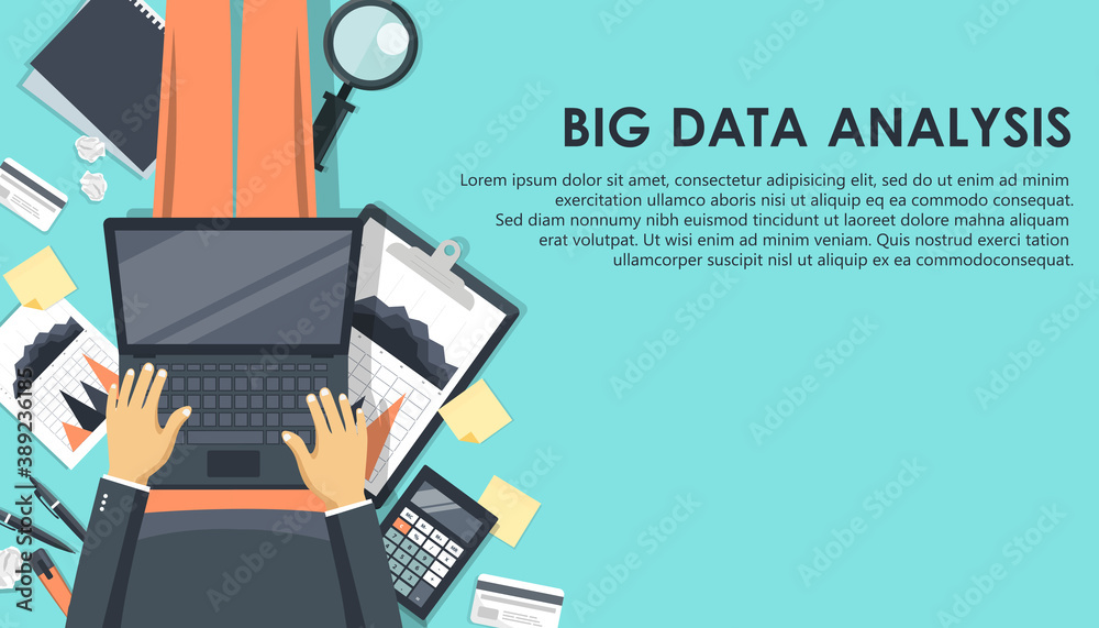 Wall mural business analysis and analytics concept. modern flat design concept of web page design for website a