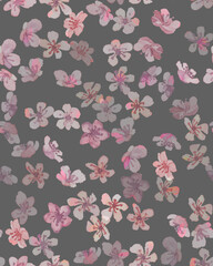 Blooming Cherry. Gray Blossom Wallpaper. Abstract 