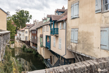 Fototapeta na wymiar Cuissance River in the historical village of Arbois, Jura, France