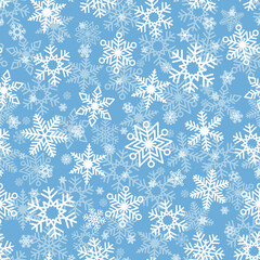 Snowflake Christmas seamless pattern. You can use for paper, wallpaper, wrapping, background. Vector illustration in flat style