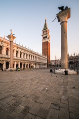 Obraz na płótnie Canvas San Marco square in Venice, Italy with belfry and statues
