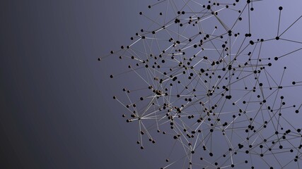 3D abstract of molecular structure or particles, slow motion 3D animation and 3d render