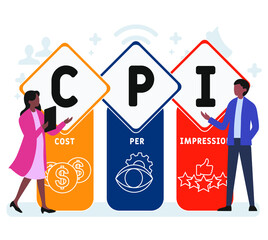 Flat design with people. CPI - Consumer Price Index acronym. business concept background. Vector illustration for website banner, marketing materials, business presentation, online advertising