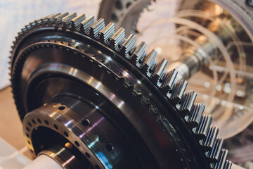 section model of a historic jet engine.
