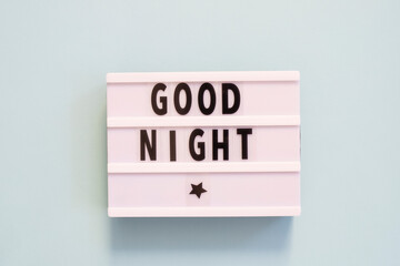 Lightbox with words Good Night on blue background