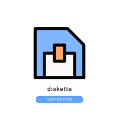 diskette icon vector illustration. diskette icon lineal color design.