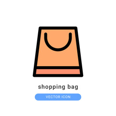 shopping bag icon vector illustration. shopping bag icon lineal color design.