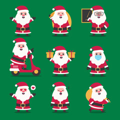 Collection of Christmas Santa Claus. Santa Clauses set for christmas