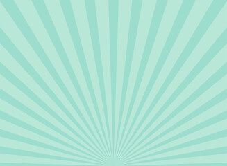 Sunlight wide retro faded background. Turquoise and beige color burst wallpaper. Fantasy Vector illustration.