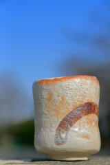 志野湯呑銘葉紋-6
