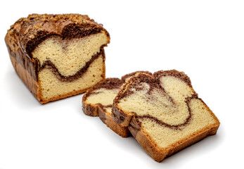 Fototapeta na wymiar Slices of Romanian sponge cake with cocoa and nuts