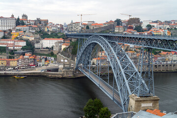 Dom Luis iron bridge crossing the Douro river in Porto, Portugal
