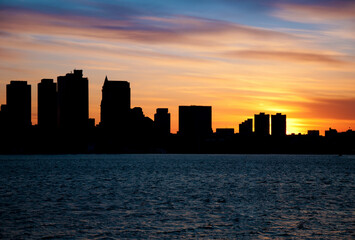 Fototapeta na wymiar silhouette boston skyline at sunset