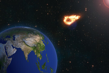 asteroid moving towards earth in space © Homesh