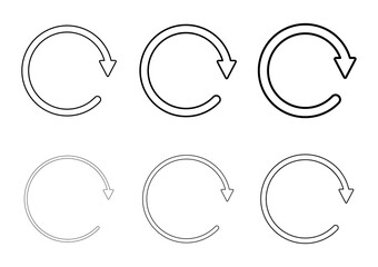 Set of blank circular symbol, arrow icon, refresh graphic vector. Collection of web button