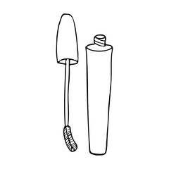 Doodle eyelashes mascara icon in vector. Hand drawn eyelashes mascara icon in vector. Eyelashes mascara doodle illustration