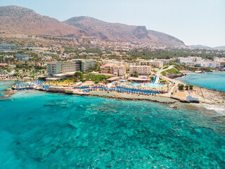 panorama of beautiful hotel resort in Crete, Greece
