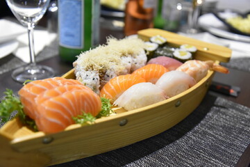 Sushi Boat at the Restaurant