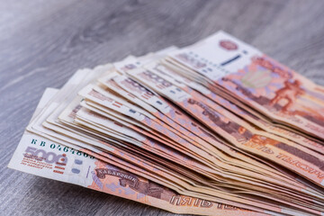 background of banknotes, Russian rubles