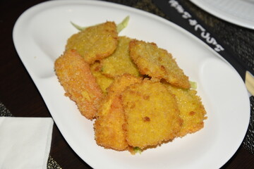 Breaded and Fried Vegetables in the Plate