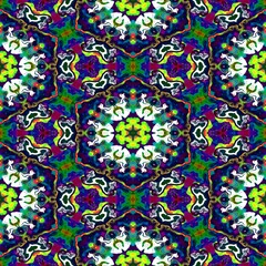 Pattern mosaic kaleidoscopic seamless generated texture, ornament, fragile, fractal, material, abstract render background
