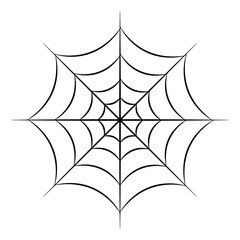 Web spider silhouette vector icon isolated on white background. Vector illustration outline black halloween spider web.