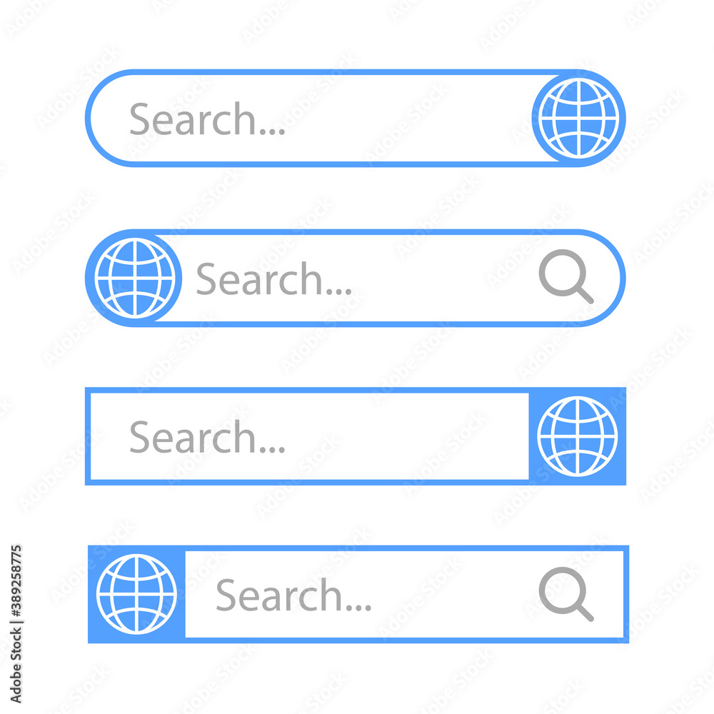 Poster globe search flat vector icon. search button. ui elements. templates for browsers with search bar an