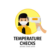 Cartoon temperature checks kid girl design for store and market