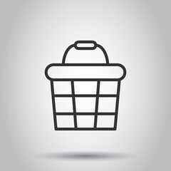 Add to cart icon in flat style. Shopping vector illustration on white isolated background. Basket business concept.
