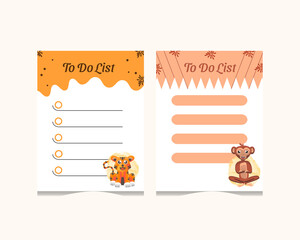 Design element character animal tiger and monkey for notebook