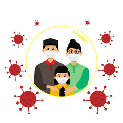 Family protected from the virus design vector isolated on white background