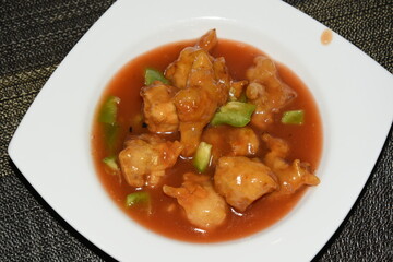 Sweet and Sour Sauce With Vegetables and Meat in