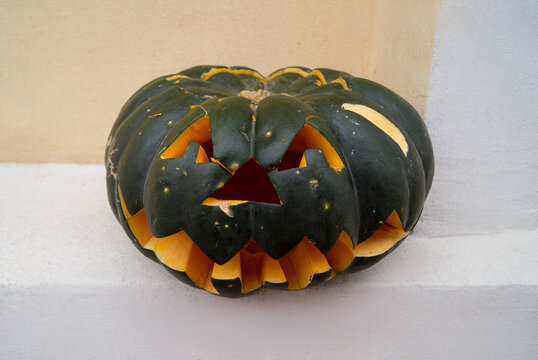 The Pumpkin Is Isolated And Made With Your Own Hands For Halloween Jack O Lantern. 