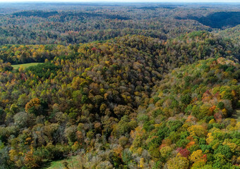 Rolling hills of color, fall foliage in the hills of Tennessee