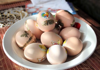 Decorated eggs for the feast of Easter and the Resurrection of Jesus Christ
