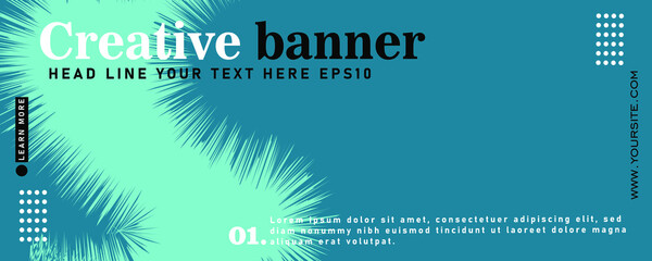 Horizontal web banner, vector template, with space for your picture, banner template.