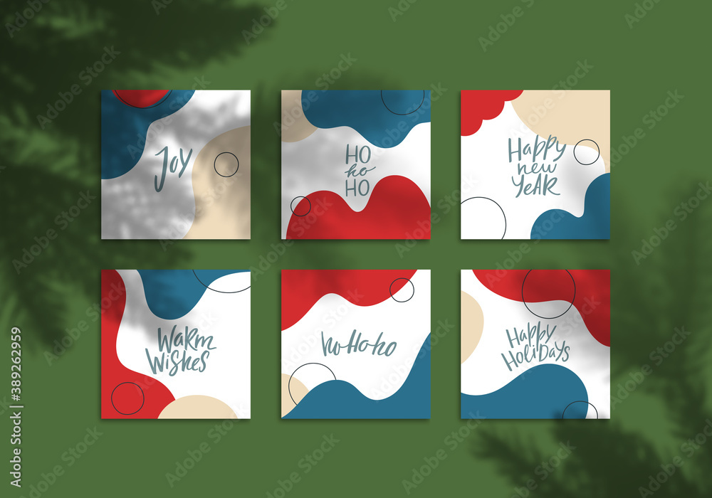 Poster minimalist template new year cards mock up design. vector collage with flyers graphic design with ch