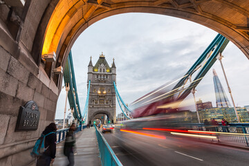 Tower Bridge in London on the Thames in the evening