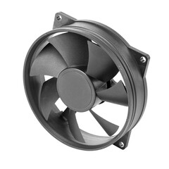 Computer fan isolated on white background with clipping path. Cooling ventilation system for...