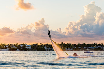 Flyboard Extreme, Man Flyboarding at Sunset, Key West South Florida