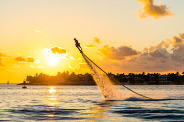 Flyboard Extreme, Man Flyboarding at Sunset, Key West South Florida