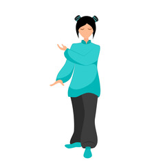 Girl performs tai chi exercises

