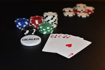 Poker concept with dealer button