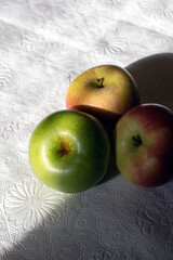 Fresh apples on a white textured background