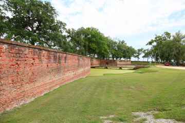 Fototapeta na wymiar Fort Jackson ist ein historisches Fort, das sich unweit der Mündung des Mississippi in der Gemeinde Plaquemines in Louisia befindet. Lousiana, USA Fort Jackson near the city Triumph, Louisiana