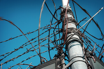 Barbed wire fence for security